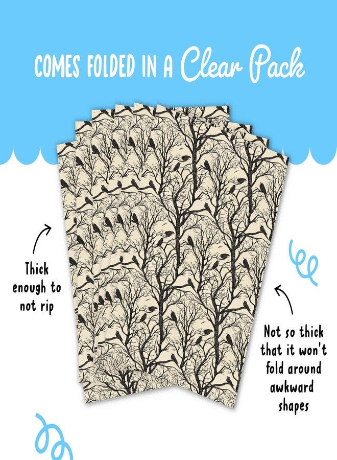 CENTRAL 23 Birthday Wrapping Paper For Men Women - 6 Sheets Of Gift Wrap - Crows On Trees - Forest - Gothic - Fall Wrapping Paper - Halloween - Comes With Stickers - Recyclable - Image 4